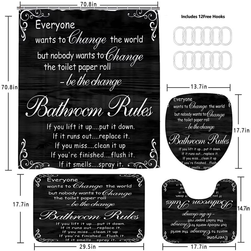 AZHM Black Spellbook Shower Curtain Set Home Bathroom Set with Shower Curtain and Rugs and Accessories Bathroom Decor - Image 4