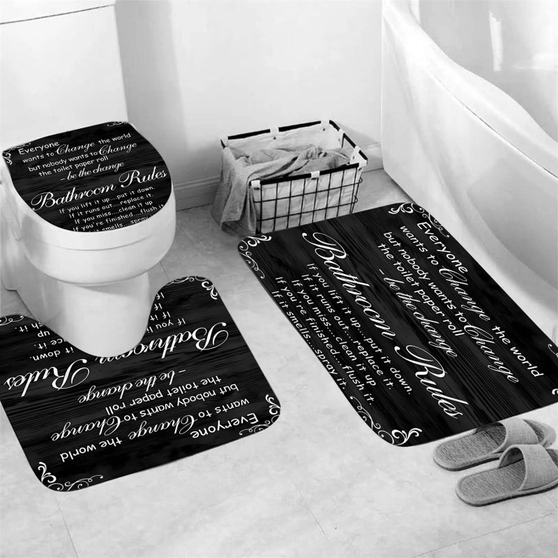 AZHM Black Spellbook Shower Curtain Set Home Bathroom Set with Shower Curtain and Rugs and Accessories Bathroom Decor - Image 3