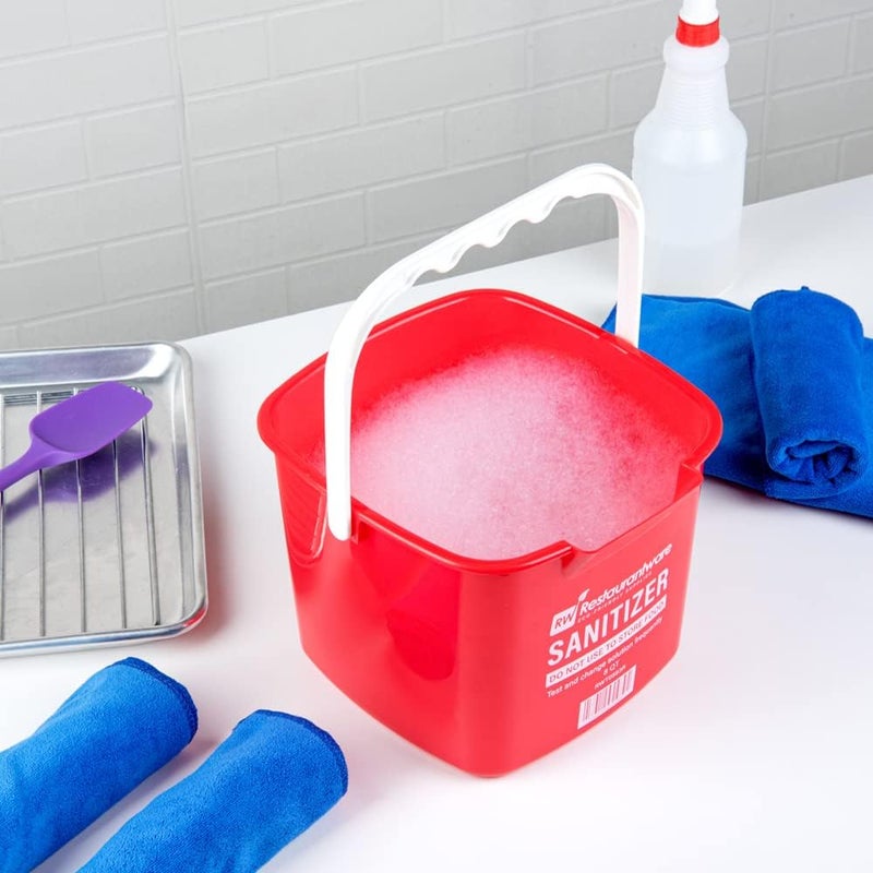 Restaurantware RW Clean 8 Quart Cleaning Bucket 1 Detergent Square Bucket  With Measurements BuiltIn Spout And Handle Red Plastic Utility Bucket For Home Or Commercial Use - Image 4