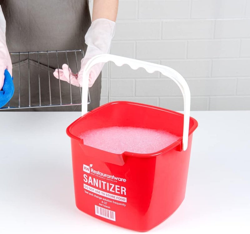Restaurantware RW Clean 8 Quart Cleaning Bucket 1 Detergent Square Bucket  With Measurements BuiltIn Spout And Handle Red Plastic Utility Bucket For Home Or Commercial Use - Image 5