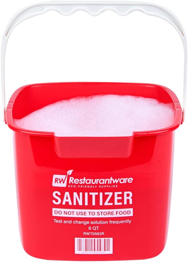 Restaurantware RW Clean 8 Quart Cleaning Bucket 1 Detergent Square Bucket  With Measurements BuiltIn Spout And Handle Red Plastic Utility Bucket For Home Or Commercial Use - Image 1