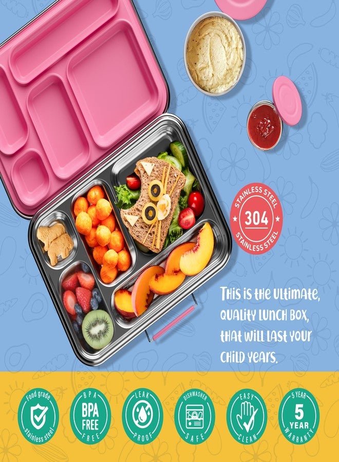 AOHEA Stainless Steel Bento Box Kids, Kids Metal Bento Lunch Box BPA Free Lunch Box Containers 304 Stainless Steel Bento Box for School and Office(Pink) - Image 3
