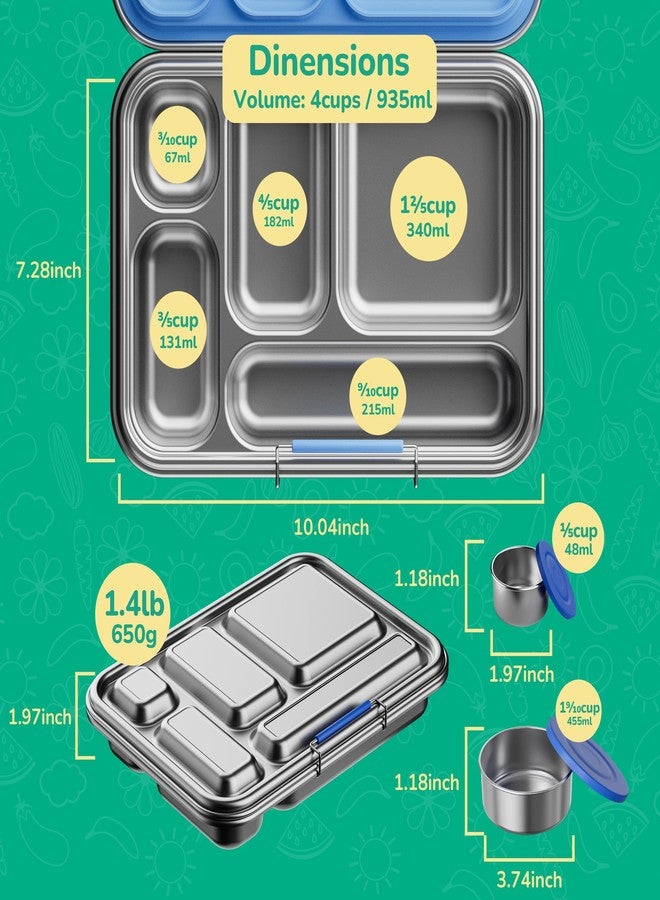 AOHEA Stainless Steel Bento Box Kids, Kids Metal Bento Lunch Box BPA Free Lunch Box Containers 304 Stainless Steel Bento Box for School and Office(Pink) - Image 4