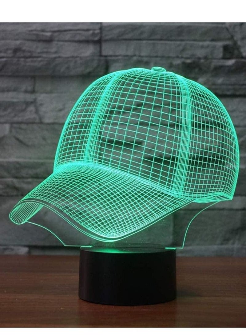 althiqahkey New 3D Illusion Lamp Christmas Gift Multicolor Night Light Bedside Table Lamp  16Color Dimmable with Remote Smart Touch Christmas and Bi   Color  Baseball Cap  - Image 2