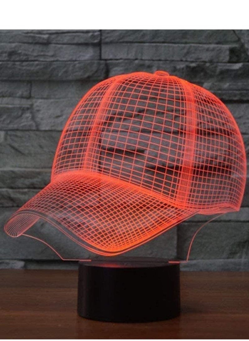 althiqahkey New 3D Illusion Lamp Christmas Gift Multicolor Night Light Bedside Table Lamp  16Color Dimmable with Remote Smart Touch Christmas and Bi   Color  Baseball Cap  - Image 1