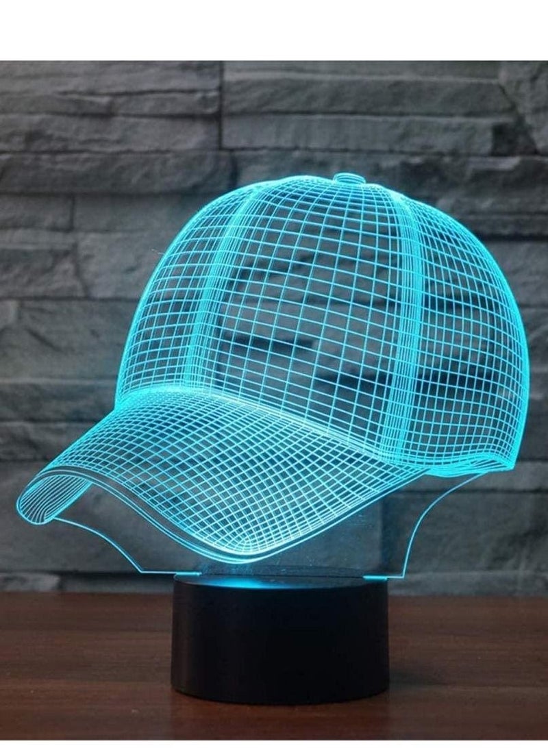 althiqahkey New 3D Illusion Lamp Christmas Gift Multicolor Night Light Bedside Table Lamp  16Color Dimmable with Remote Smart Touch Christmas and Bi   Color  Baseball Cap  - Image 4