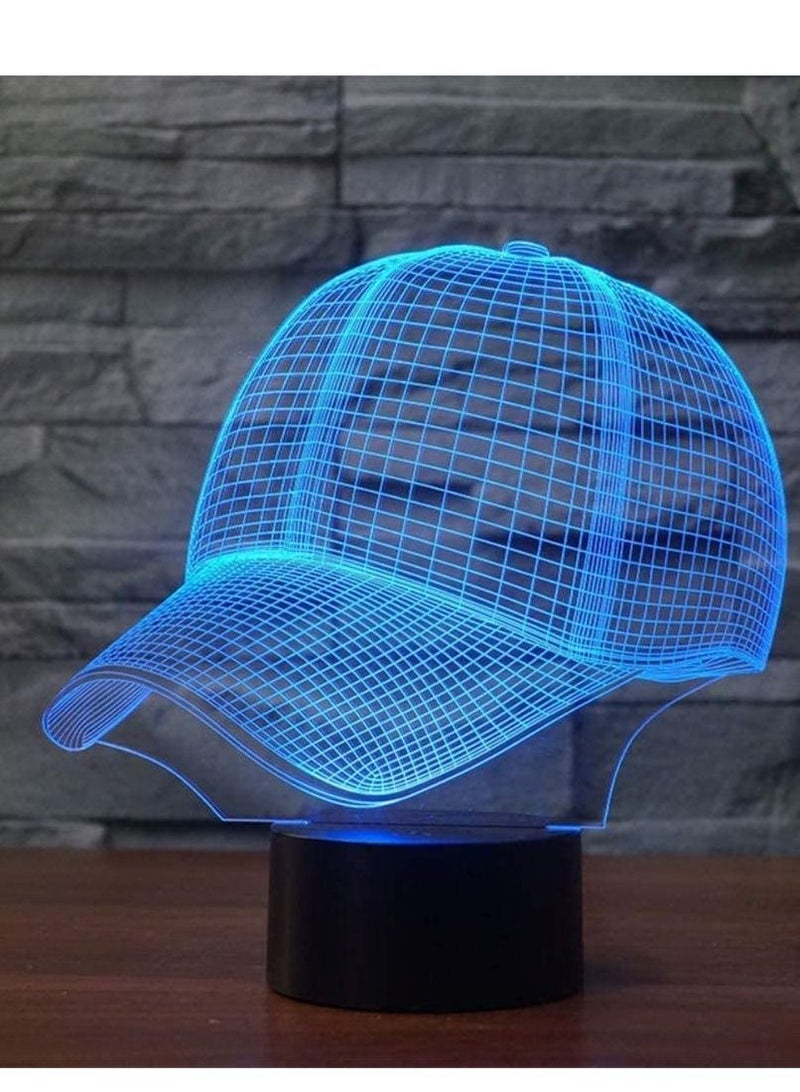 althiqahkey New 3D Illusion Lamp Christmas Gift Multicolor Night Light Bedside Table Lamp  16Color Dimmable with Remote Smart Touch Christmas and Bi   Color  Baseball Cap  - Image 5