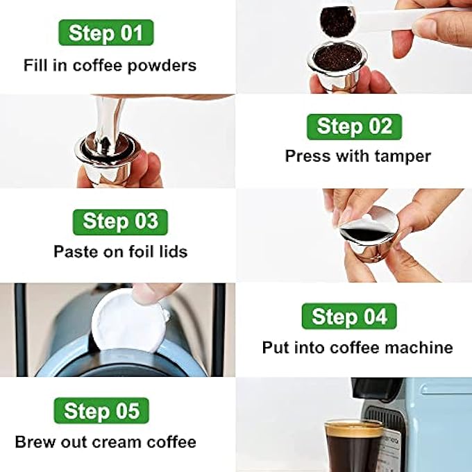 MAKINGTEC Aluminum Foils Lids Aluminum Espresso Lids Foil Seals Stickers For Reusable Espresso Capsules Refillable Coffee Pods Stainless Steel Cups Filters For Nespresso Original Line Machines 100 Pcs - Image 5