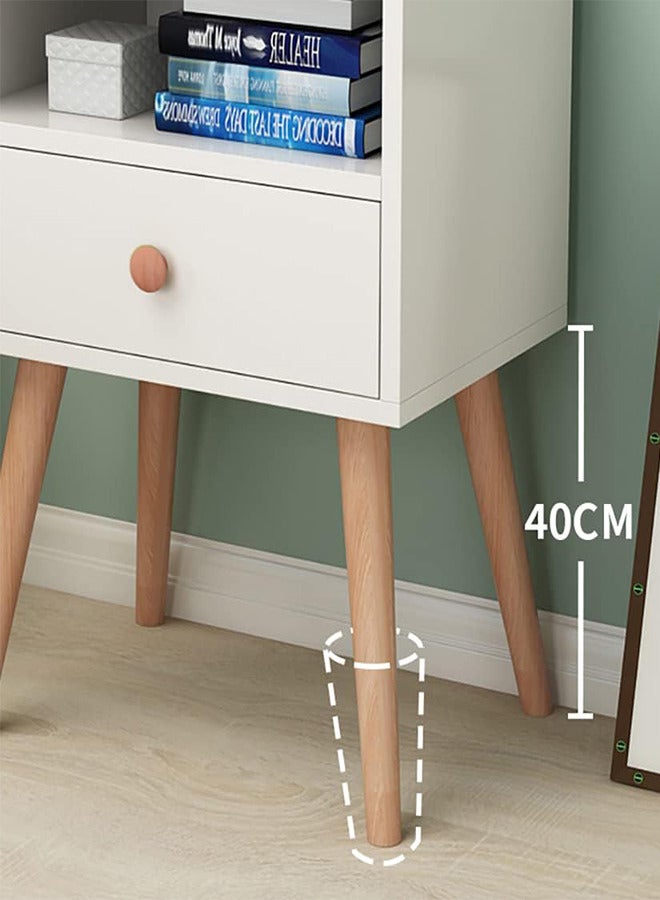 رات سو طاولة سرير جانبية بطابقين مع درج تخزين ورف مفتوح، مكتب خشبي صلب بأرجل، مناسبة لغرفة النوم وغرفة المعيشة والمكتب والسكن الجامعي - Image 5
