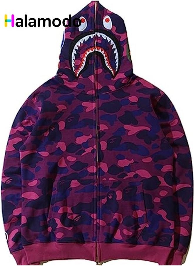 HALAMODO - 3D Digital Printing New Shark Head Fashion Sports Zipper Hoodie - Image 1