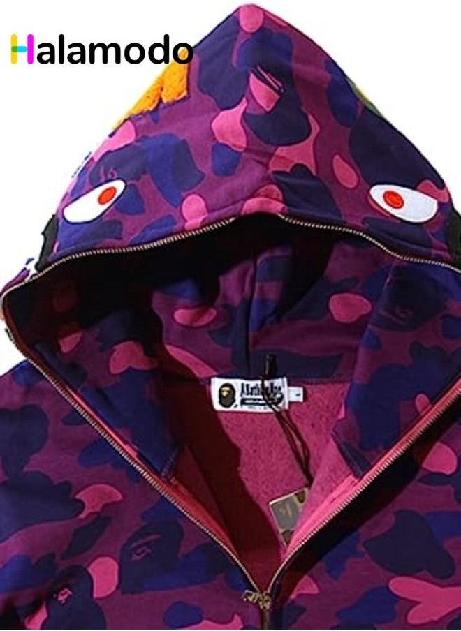 HALAMODO - 3D Digital Printing New Shark Head Fashion Sports Zipper Hoodie - Image 1
