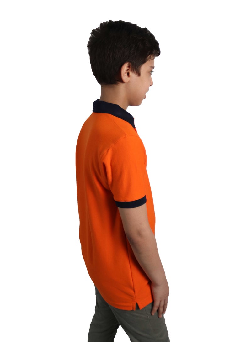 وان هاند تيشيرت بولو قطن كم قصير للاطفال - برتقالى - Image 2