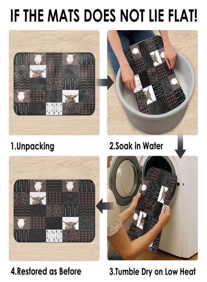 Tayney Highland Cow Farm Brown Black Checked Shower Curtain Set with Toilet Lid Cover and Non-Slip Rugs, 4 Pcs Shower Curtain with 12 Hooks, Farmhouse Bathroom Set with Rugs and Accessories - Image 4