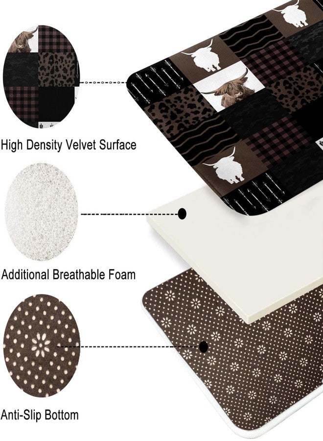 Tayney Highland Cow Farm Brown Black Checked Shower Curtain Set with Toilet Lid Cover and Non-Slip Rugs, 4 Pcs Shower Curtain with 12 Hooks, Farmhouse Bathroom Set with Rugs and Accessories - Image 5