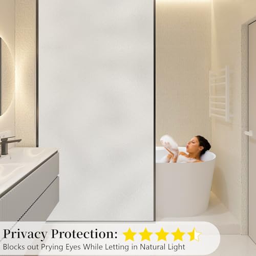 Niviy Frosted Window Film Non-Adhesive Shower Window Covering for Bathroom Office Living Room(17.7" Width by 78.7" Length) - Image 2