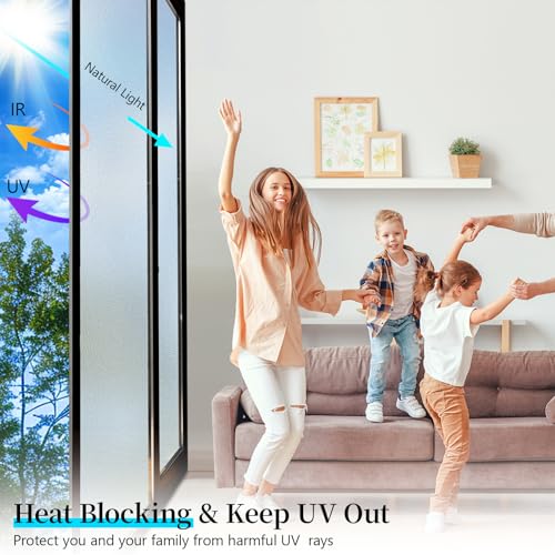 Niviy Frosted Window Film Non-Adhesive Shower Window Covering for Bathroom Office Living Room(17.7" Width by 78.7" Length) - Image 4