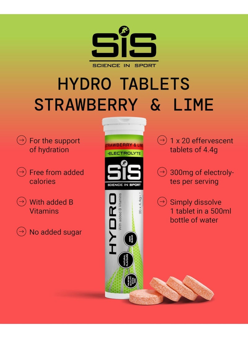 SIS Hydro Electrolyte Tablets | Sugar Free Hydration Tablets | Essential Electrolytes to Reduce Fatigue & Aid Rehydration | Gluten Free | Strawberry & Lime Flavour | 20 Servings | 1 Pack | 20 x 4.5g - Image 3