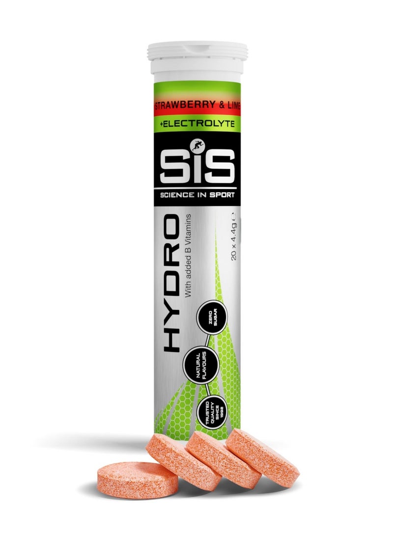 SIS Hydro Electrolyte Tablets | Sugar Free Hydration Tablets | Essential Electrolytes to Reduce Fatigue & Aid Rehydration | Gluten Free | Strawberry & Lime Flavour | 20 Servings | 1 Pack | 20 x 4.5g - Image 2