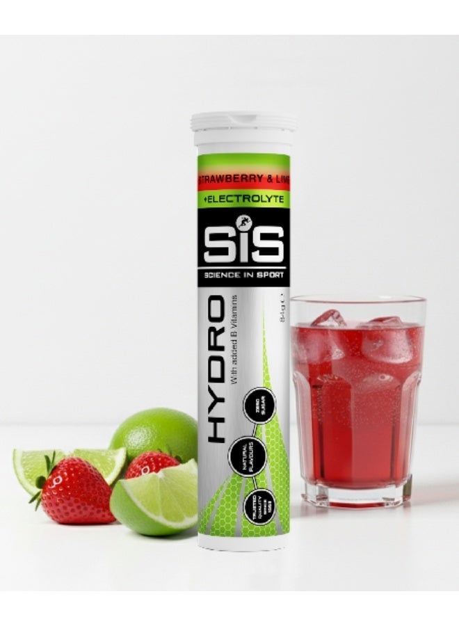 SIS Hydro Electrolyte Tablets | Sugar Free Hydration Tablets | Essential Electrolytes to Reduce Fatigue & Aid Rehydration | Gluten Free | Strawberry & Lime Flavour | 20 Servings | 1 Pack | 20 x 4.5g - Image 1