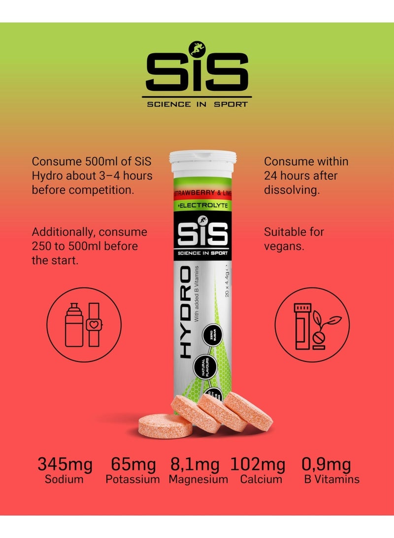 SIS Hydro Electrolyte Tablets | Sugar Free Hydration Tablets | Essential Electrolytes to Reduce Fatigue & Aid Rehydration | Gluten Free | Strawberry & Lime Flavour | 20 Servings | 1 Pack | 20 x 4.5g - Image 5