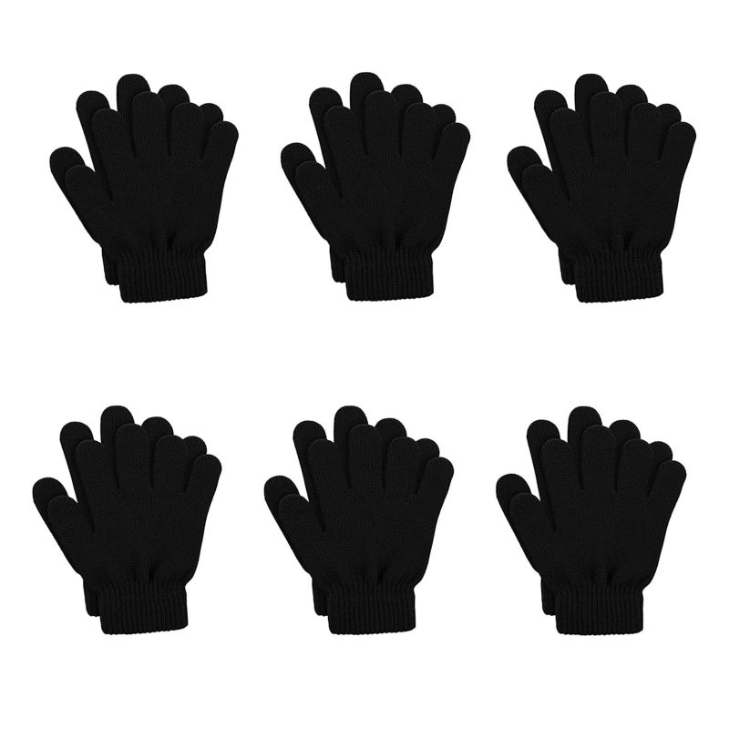 Children's warm knitted gloves  black  6PC - Image 1