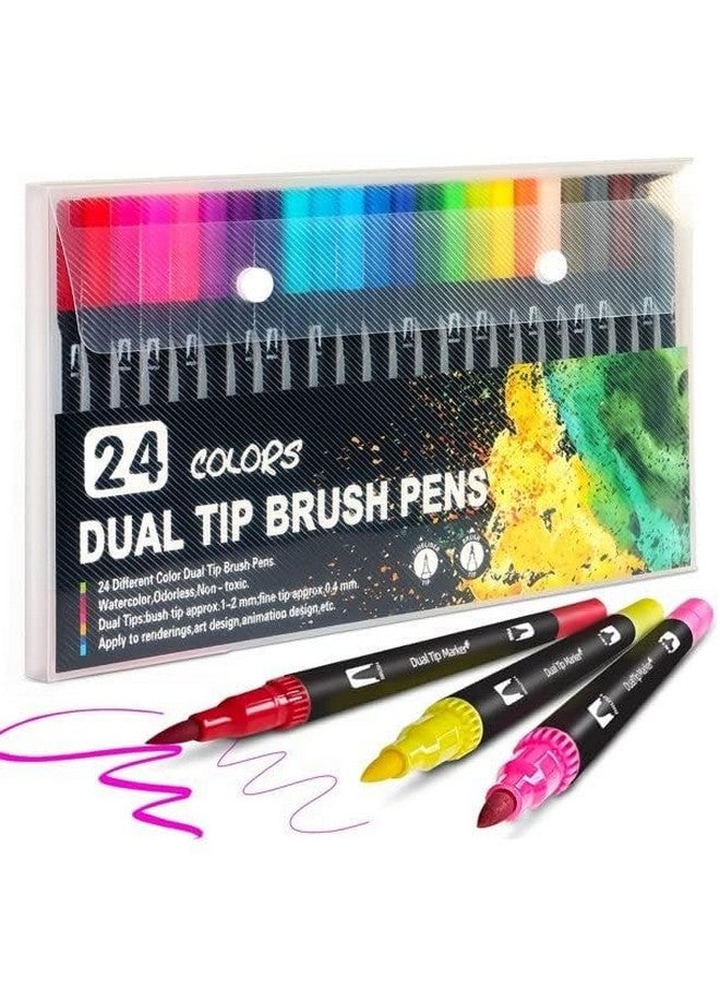 Corslet أقلام فرشاة كورسلت 24 لون بتقنية الطرفين - Image 2