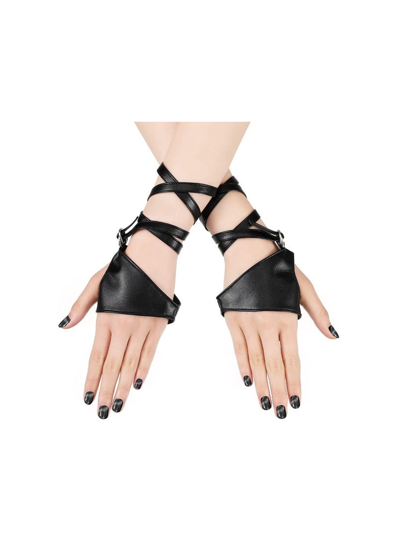 SYOSI 80s Fishnet Gloves for Women and Girls in Theme Party Costume Accessories Black Punk Goth Lady Disco Dance Costume Fingerless Mesh Fancy Dress Accessory Accessoriess - Image 1