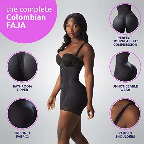 Snatched Body Tummy Control Shapewear Bodysuit | Stage 2 Faja Short Leg | Fajas Colombianas for Post-Op BBL Black XL - Image 3