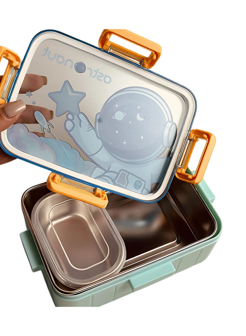 Twisoo Bento Stainless Steel Lunch Box BPA Free Leakproof With Soup Bowl - Lunch Box For Girls - Kids Lunch Box For School - Back to School Lunch Boxes Spill proof Clip Lock 600ml (Dinosaur) - Image 5