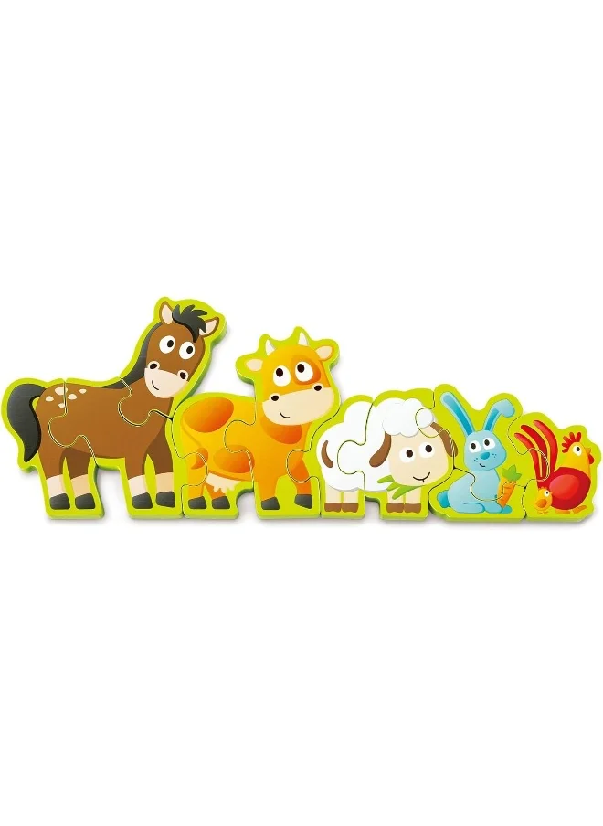 Hape Double Sided Numbers And Farm Animal Puzzle For Toddlers, Double Sided Wooden Jigsaw Puzzle, 10-Pieces Set Of Wooden Puzzle, Multi-Coloured, 3 Years And Up