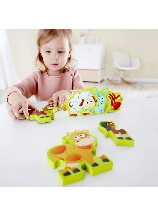 Hape Double Sided Numbers And Farm Animal Puzzle For Toddlers, Double Sided Wooden Jigsaw Puzzle, 10-Pieces Set Of Wooden Puzzle, Multi-Coloured, 3 Years And Up  - Image 2