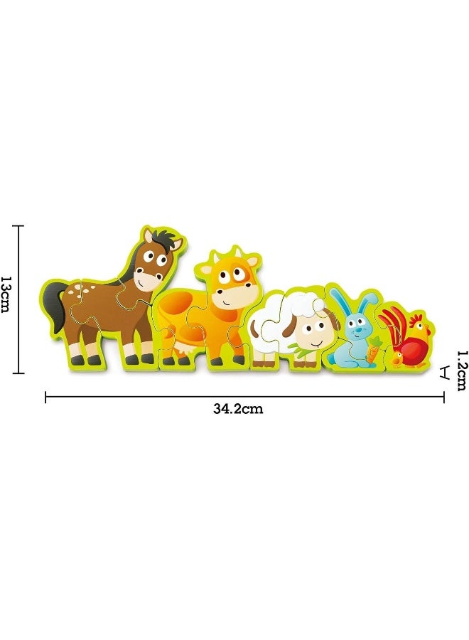 Hape Double Sided Numbers And Farm Animal Puzzle For Toddlers, Double Sided Wooden Jigsaw Puzzle, 10-Pieces Set Of Wooden Puzzle, Multi-Coloured, 3 Years And Up  - Image 4