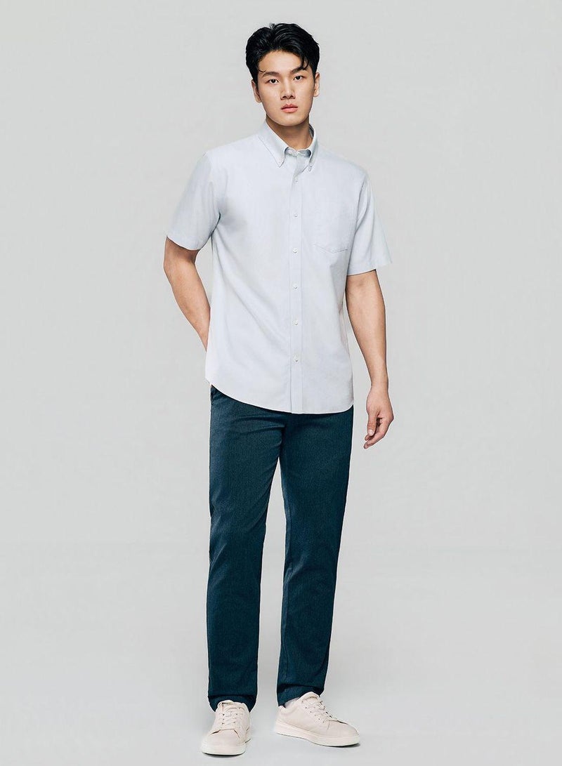 GIORDANO Men’s Regular Fit Wrinkle‑Free Short Sleeve Oxford Shirt - Image 2