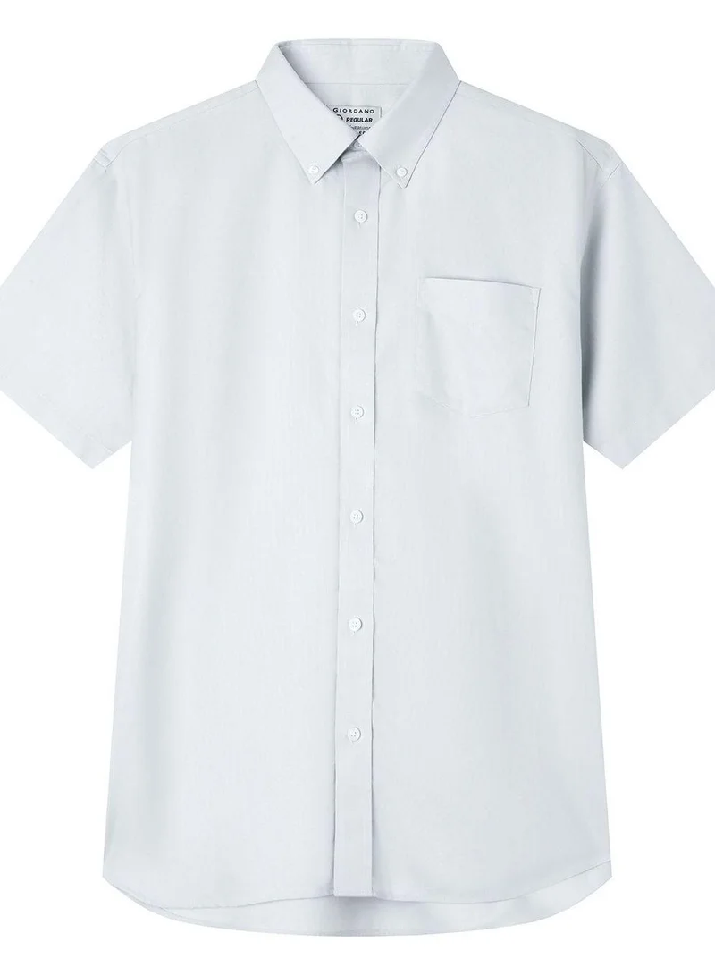 Giordano  Men’s Regular Fit Wrinkle‑Free Short Sleeve Oxford Shirt for Men | Best Price UAE