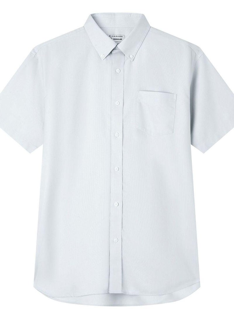 GIORDANO Men’s Regular Fit Wrinkle‑Free Short Sleeve Oxford Shirt - Image 3
