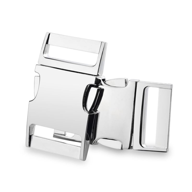 CooBigo 5 Pack Metal Side Release Buckle 1 Inch Dog Collar Buckles Clip for Harnesses Leather Strap Backpack Webbing Silver Inner Dia25mm