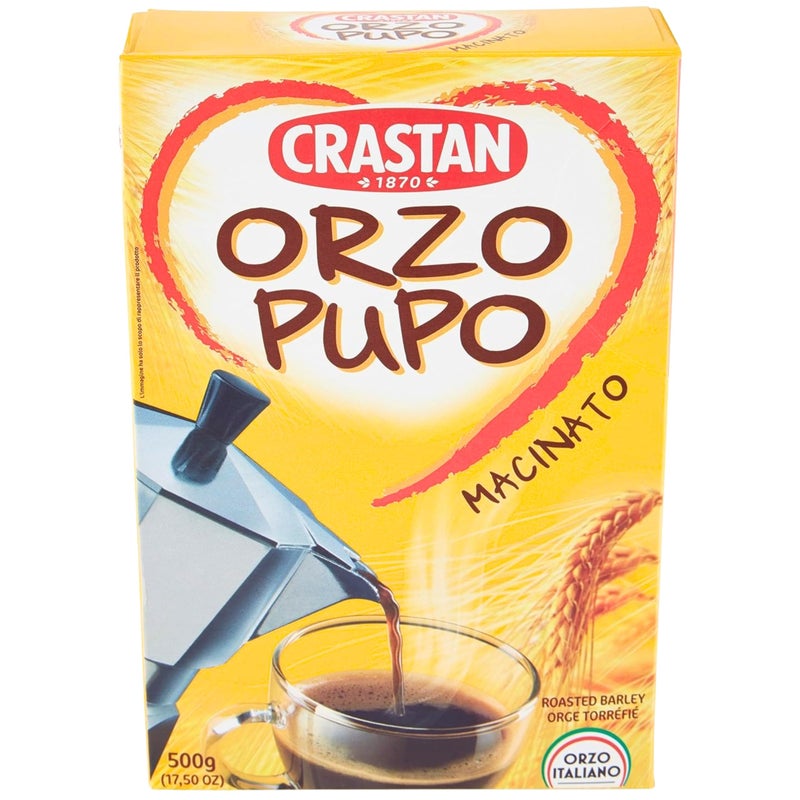 Crastan 1870 Instant Barley Coffee Substitute 17.5 oz. (500g) Roasted Ground Barley - Orzo Pupo Macinato - Grain Coffee Substitute - Mugicha, Boricha, Damaicha, Cevada - Orzo Solubile - Tea Beverage - Image 1