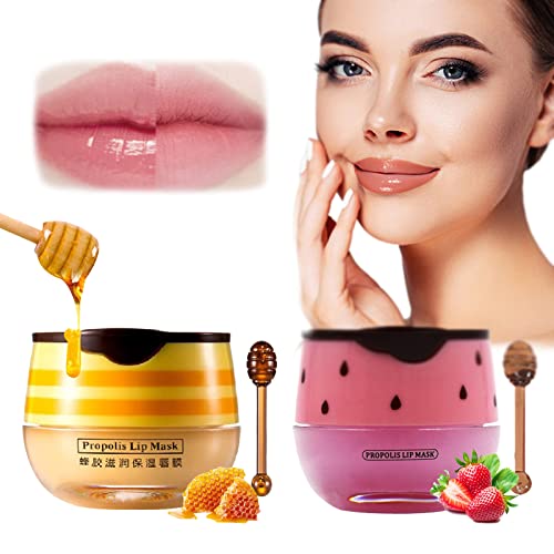 dootdott Bee Balm Lip Balm Honey Pot, My Bee Balm Propolis, Honey Lip Mask, Nourishing Moisturizing Sleeping Lip Mask Hydrating & Prevention Dry and Cracked Lip Scrubs Exfoliator (2) - Image 1