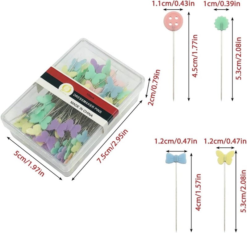 findTop 400 pcs Sewing Pins Flat Head Straight Pins findTop Bow Shape Tooth Shape Button Bow Shape Used for Manual Sewing Patchwork Fixing and DIY Decoration - Image 2