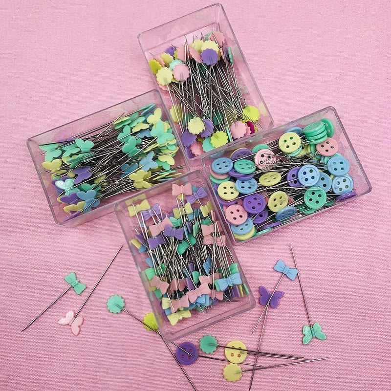 findTop 400 pcs Sewing Pins Flat Head Straight Pins findTop Bow Shape Tooth Shape Button Bow Shape Used for Manual Sewing Patchwork Fixing and DIY Decoration - Image 4