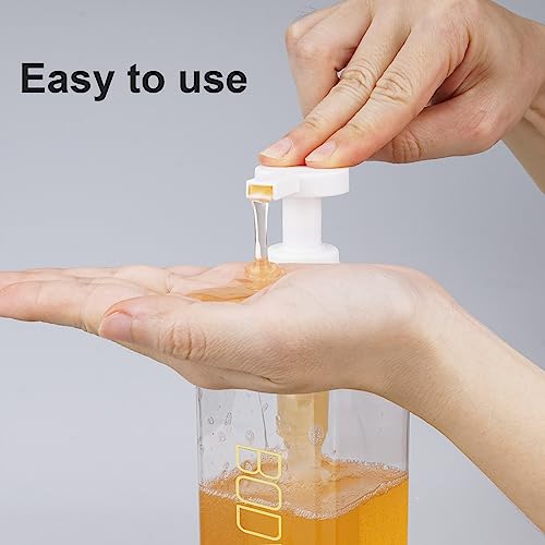 Hethyo Shampoo and Conditioner Dispenser Shower Soap Bottles 3 Pack 550ml/18.6oz Refillable Shampoo Pump Bottle Dispenser Plastic Empty Body Wash Dispensers with Stylish Permanent Labels for Bathroom (Clear) - Image 4