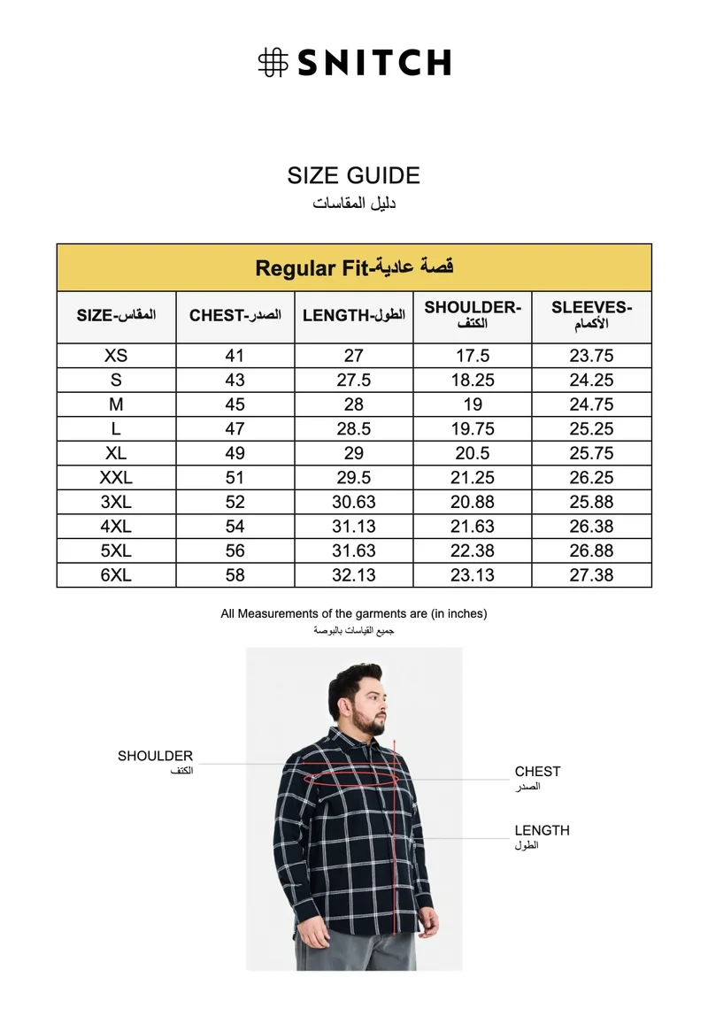 SNITCH Black Black Checkered Long Sleeve Regular Fit Casual Plus Size Shirt for Men | Best Price UAE