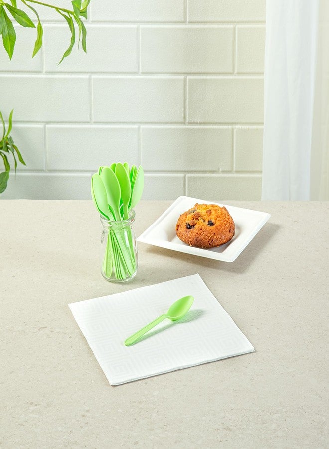 Restaurantware-Basic Nature 5 Inch Tasting Spoons, 100 Disposable Dessert Spoons - Sustainable, Withstands Heat Up To 185F, Green CPLA Plastic Cake Spoons, Durable, Ideal For Large Events - Image 5