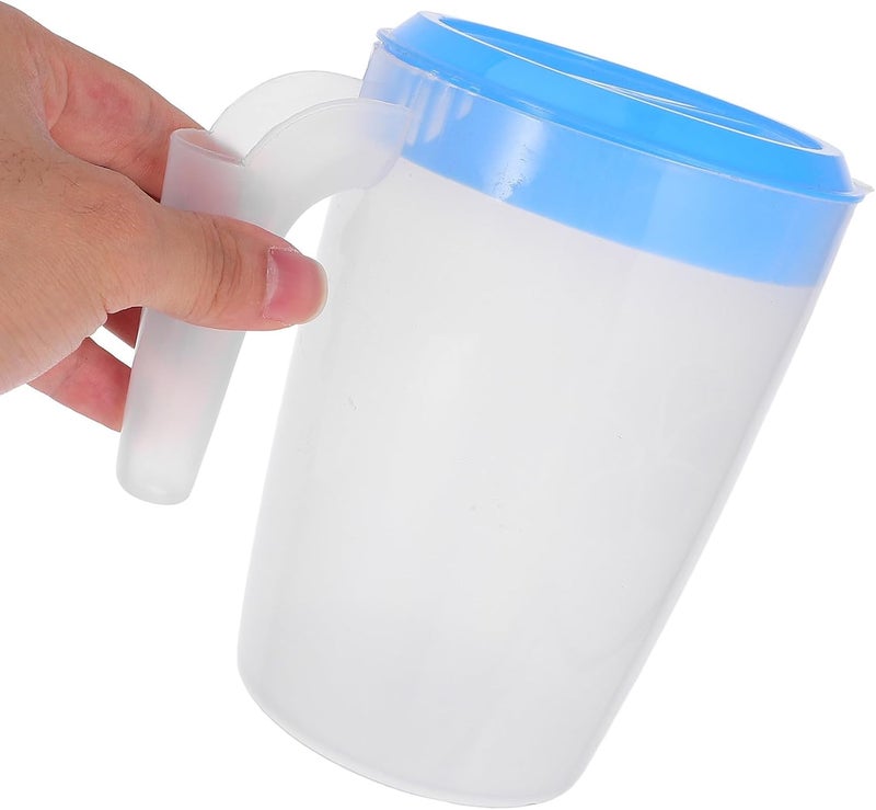 Reusable Plastic Water Jug with Blue Lid 1l Cold Drink Pitcher Beverage and Juice Pitcher for Refrigerator Use - Image 4