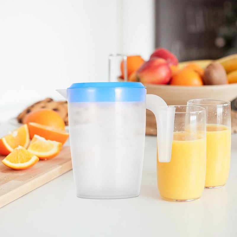 Reusable Plastic Water Jug with Blue Lid 1l Cold Drink Pitcher Beverage and Juice Pitcher for Refrigerator Use - Image 5