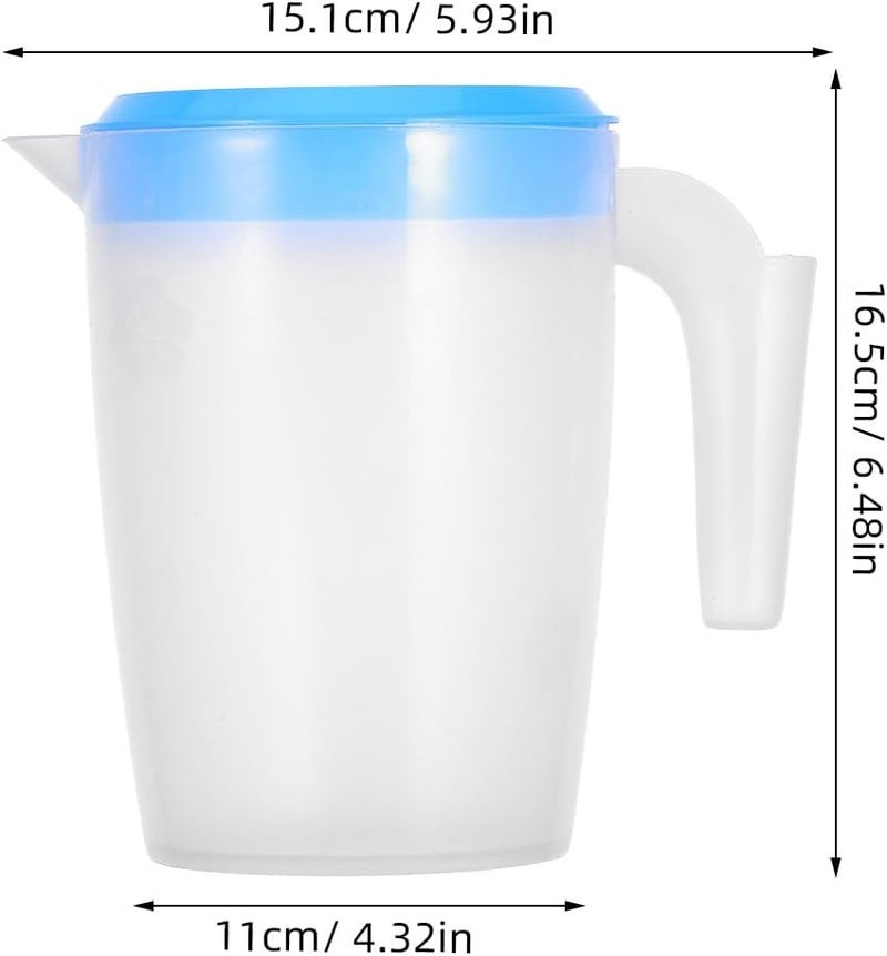 Reusable Plastic Water Jug with Blue Lid 1l Cold Drink Pitcher Beverage and Juice Pitcher for Refrigerator Use - Image 2