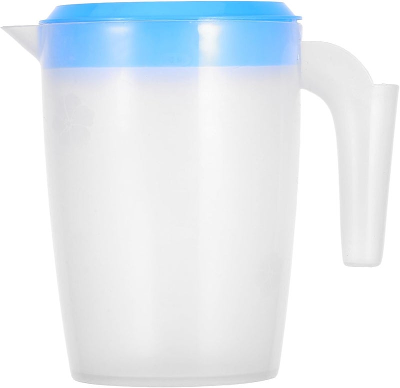 Reusable Plastic Water Jug with Blue Lid 1l Cold Drink Pitcher Beverage and Juice Pitcher for Refrigerator Use - Image 1