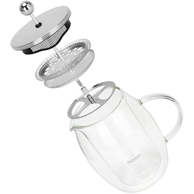 فيسمان ماكينة تحضير القهوة الفرنسية المصنوعة من زجاج البورسليكات لمحبي الشاي، فلتر من الفولاذ المقاوم للصدأ، إطلاق متين ومقاوم للحرارة، رائحة مثالية للاستمتاع باليوم، 600 مل، الطراز 5 - Image 2