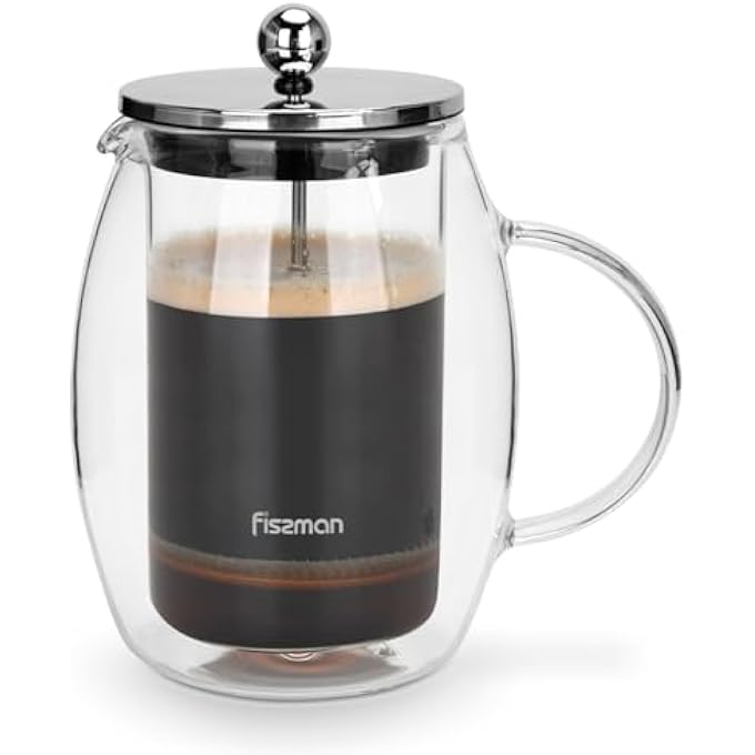 فيسمان ماكينة تحضير القهوة الفرنسية المصنوعة من زجاج البورسليكات لمحبي الشاي، فلتر من الفولاذ المقاوم للصدأ، إطلاق متين ومقاوم للحرارة، رائحة مثالية للاستمتاع باليوم، 600 مل، الطراز 5 - Image 1