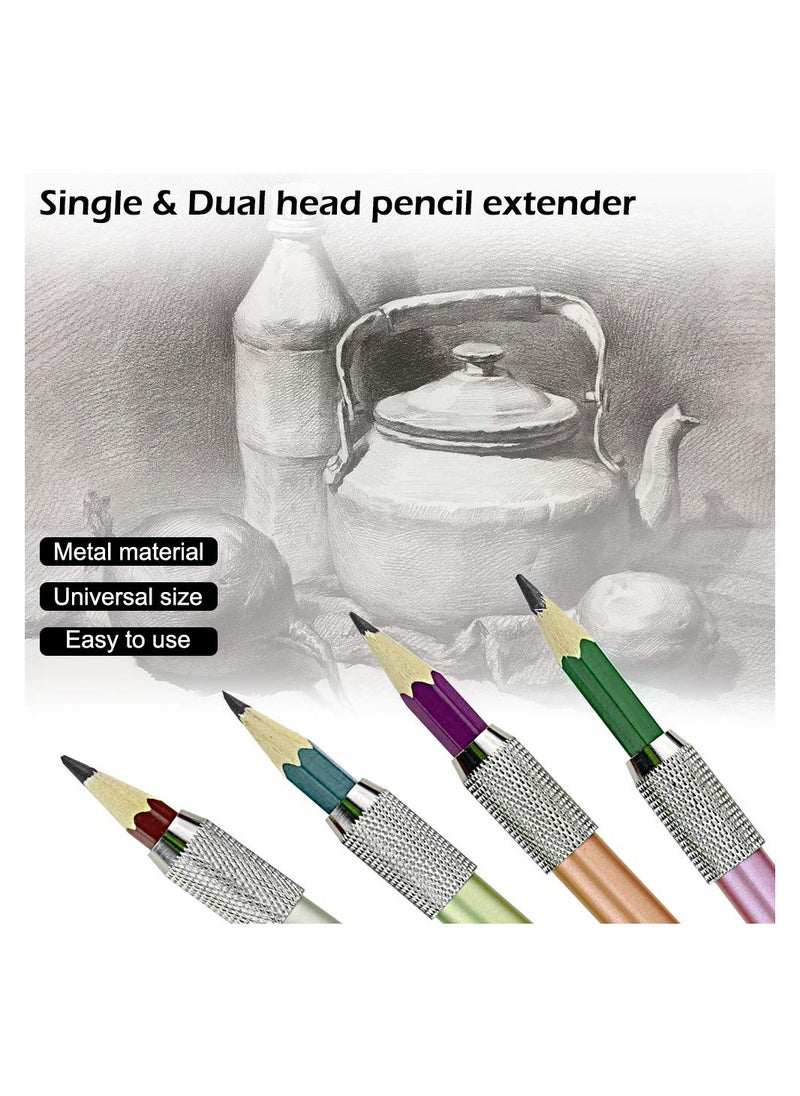 SYOSI 8 PCS Pencil Extenders, One Head & Dual Head Metal Handle Pen Holder Lengthener, Pencil Lengthener, School Office Supplies Art Writing Tool, Pencil Extender Holder  - Image 4